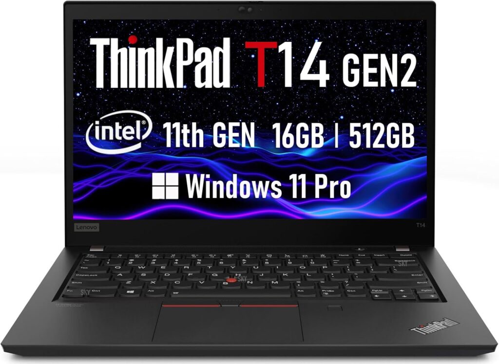 Refurbished Lenovo ThinkPad T14 Gen 2 Business Laptop: 14" FHD, Intel Core i5-1145G7, 16GB RAM, 512GB SSD - Windows 11 Pro